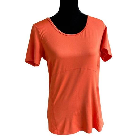 lucy Womens Tee Size M Orange Athletic Shirt Top Short Sleeves Solid Reflective - Picture 4 of 8